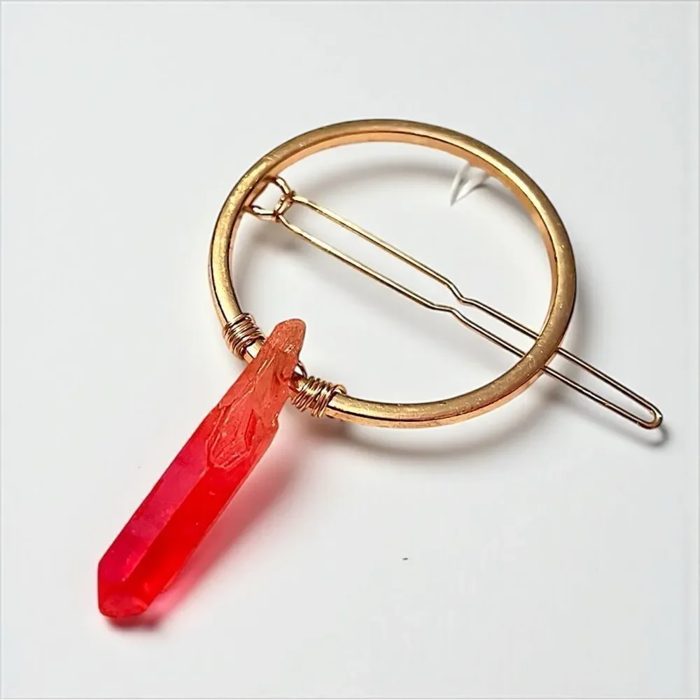 Handmade Genuine Orange Crystal Hairpin